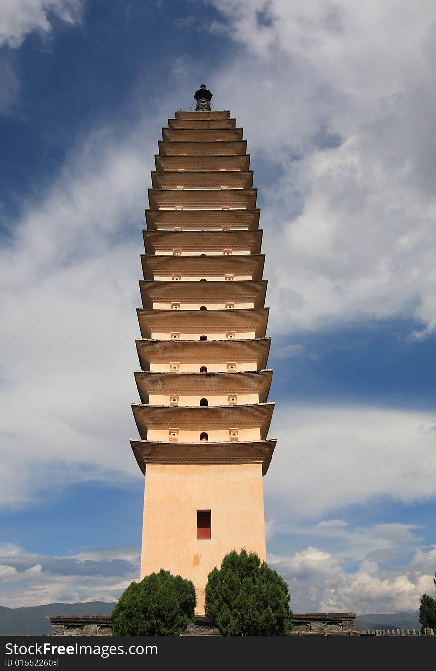 One of the three pagodas ，dali city ，china