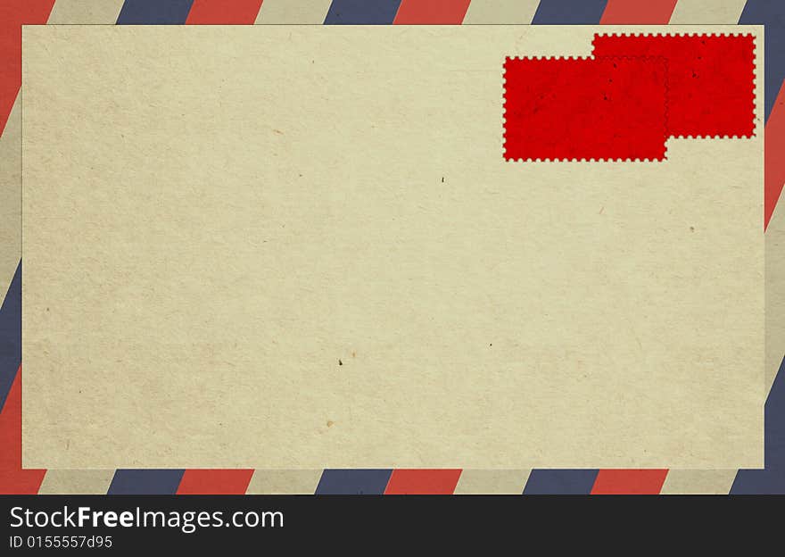 Envelope And Two Red Stamps