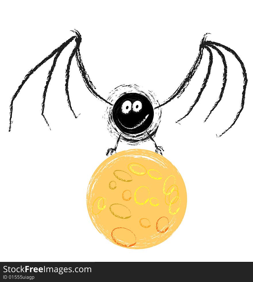 A black vampire bat flying. A black vampire bat flying