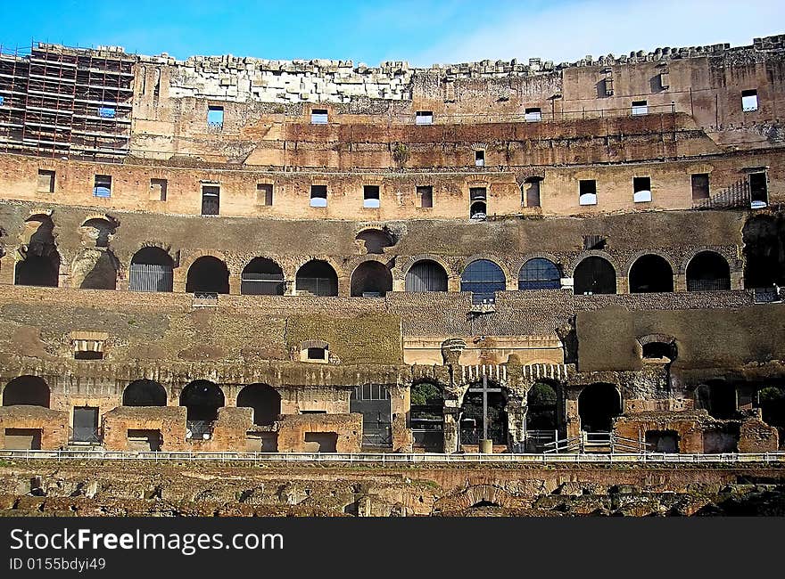 Wall of old ancient coliseum. Wall of old ancient coliseum.