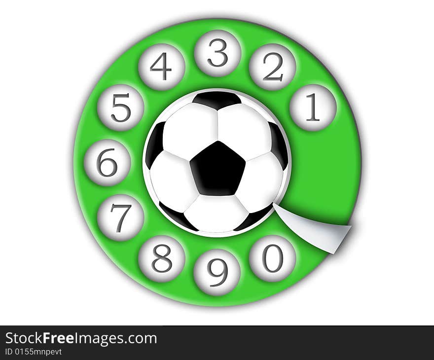 Football and dial on a white background