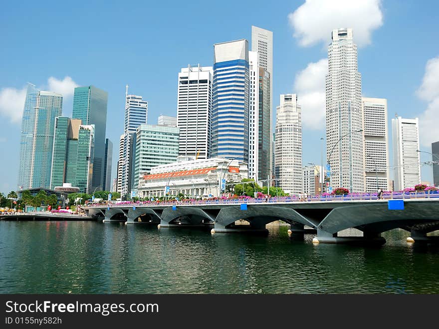 Singapore skyline, view from the pier