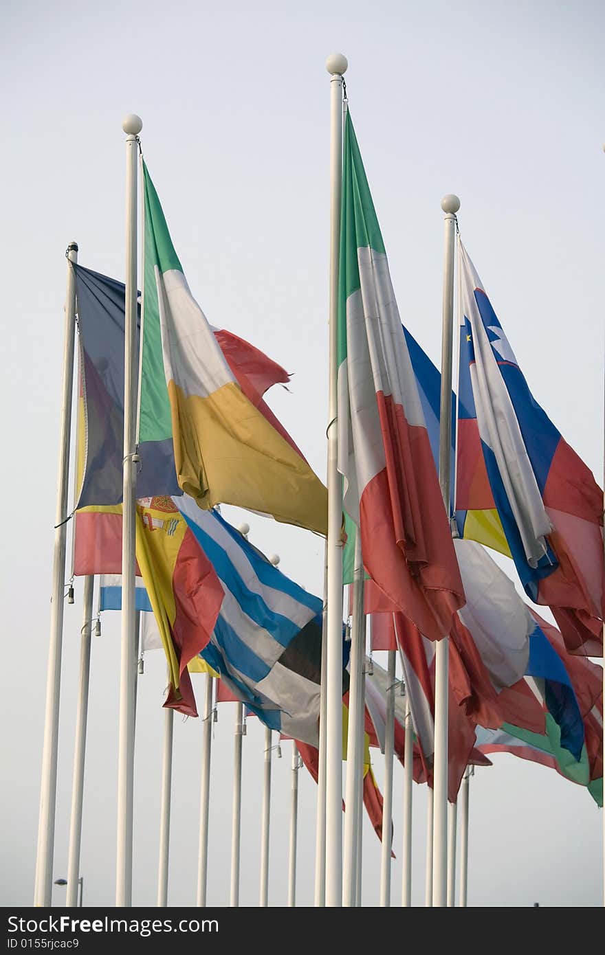 Euro flags in front of the european Parliament in Strasbourg