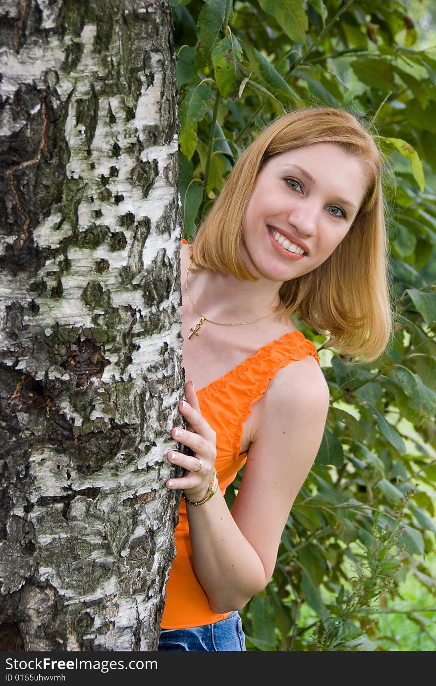 Portrait of a young blond woman outdoors. Portrait of a young blond woman outdoors