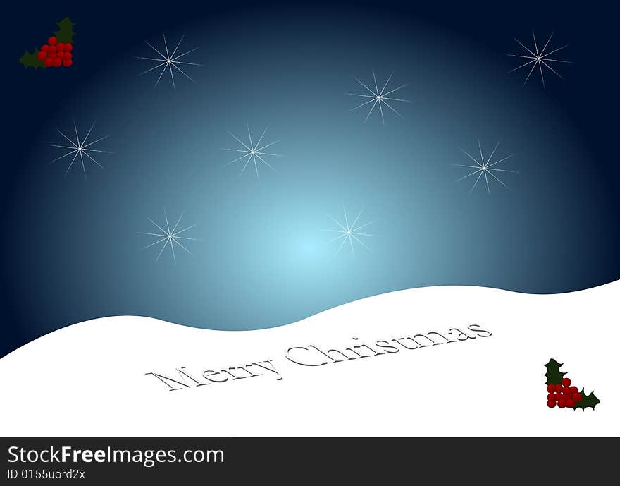 Merry Christmas illustration with a hill full of snow. Merry Christmas illustration with a hill full of snow