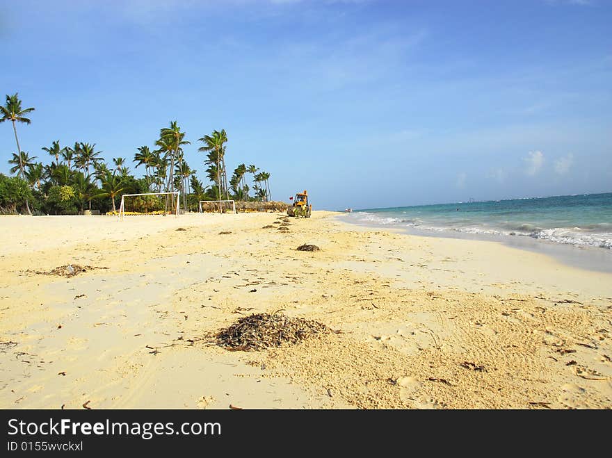 Cleaning Of Resort Beach