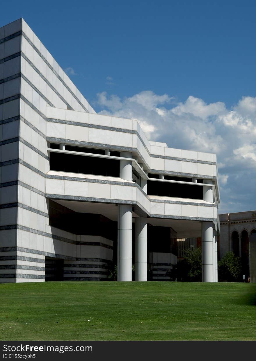 Modern building against blue sky