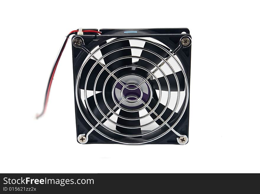 Computer cooling fan, isolated on white background.