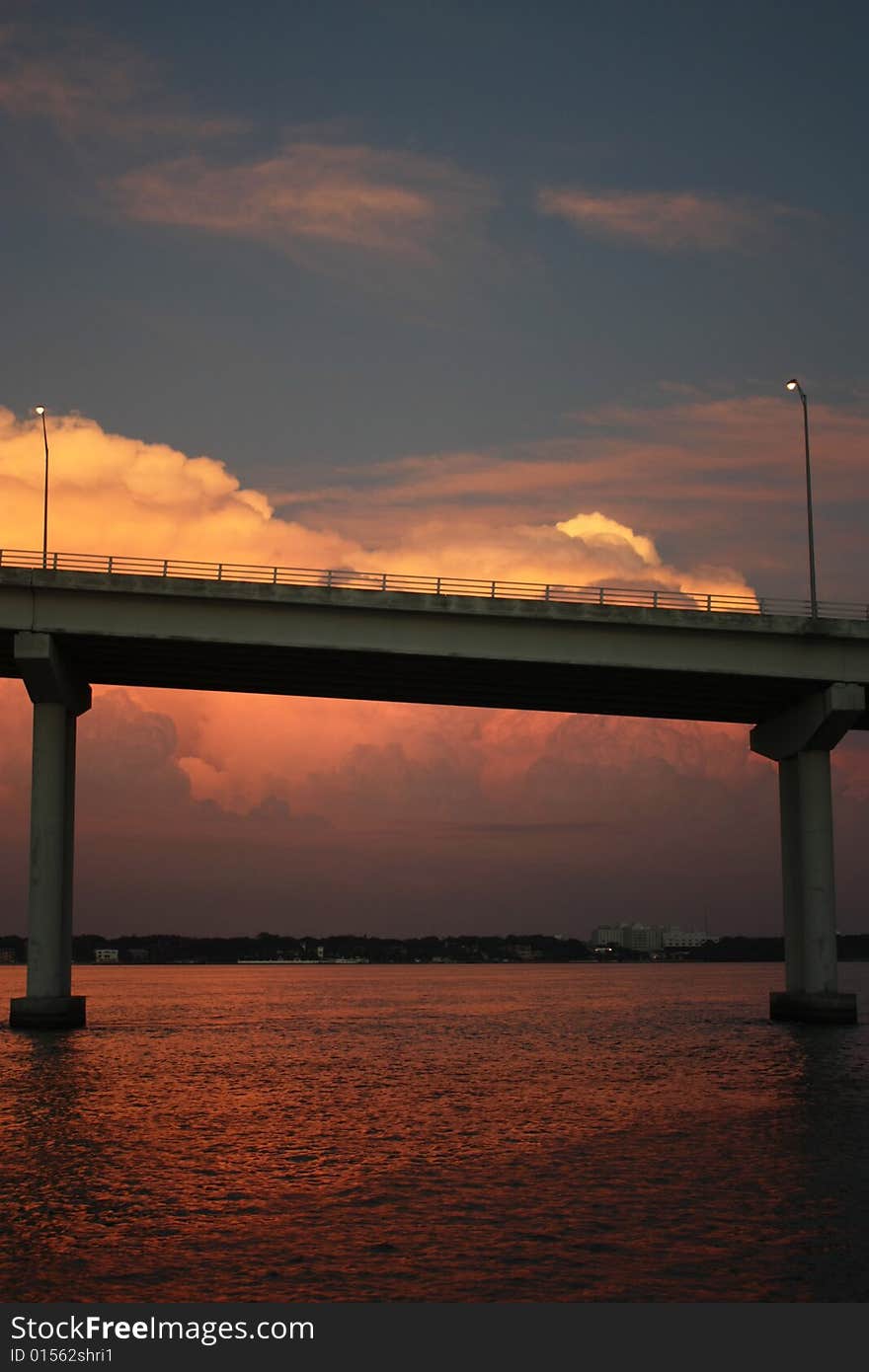 Clearwater bridge at sunset in clearwater florida