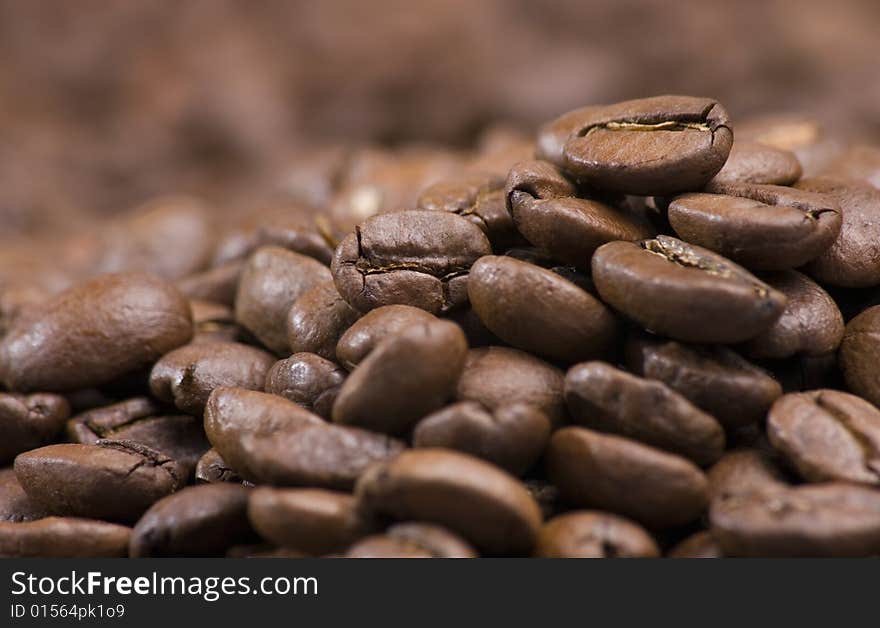 Pile Of Coffee Beans Close Up