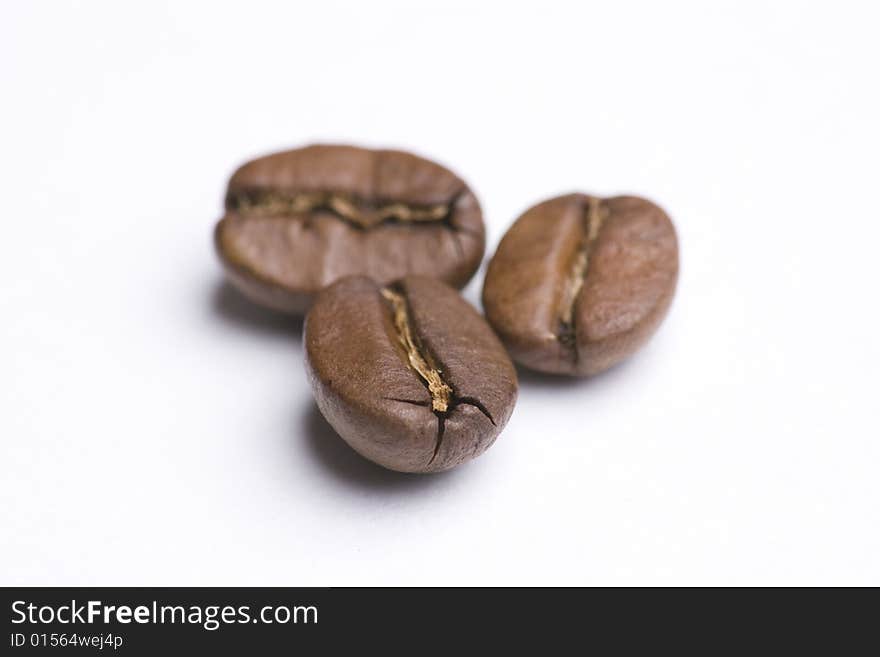 Three Coffee Beans Close Up