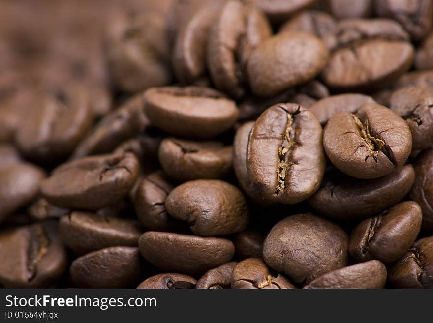 Pile of Coffee Beans Close Up