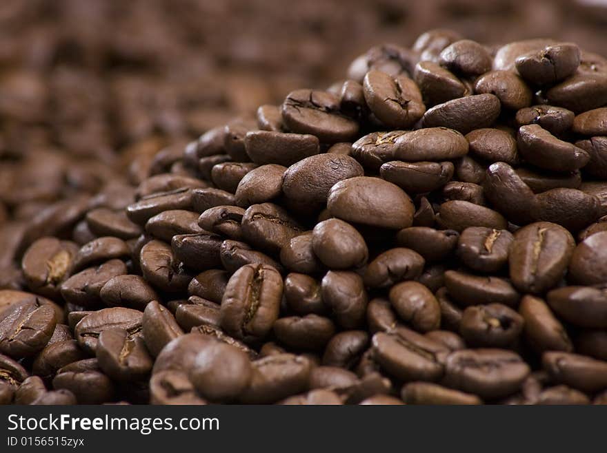 Pile of Coffee Beans Close Up