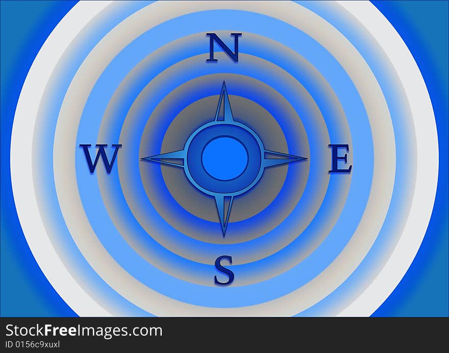 Directions in concentric circles in a blue background. Directions in concentric circles in a blue background