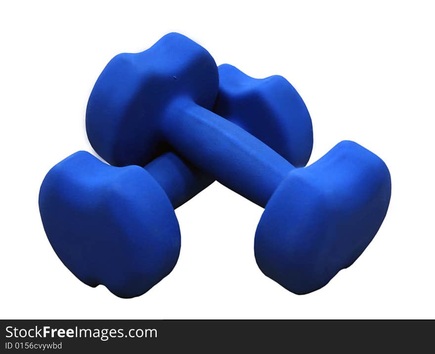 Dark blue dumbbells for employment by fitness