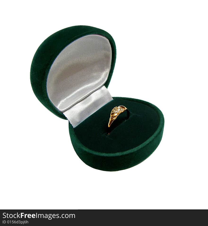 Green ring-box with gold ring