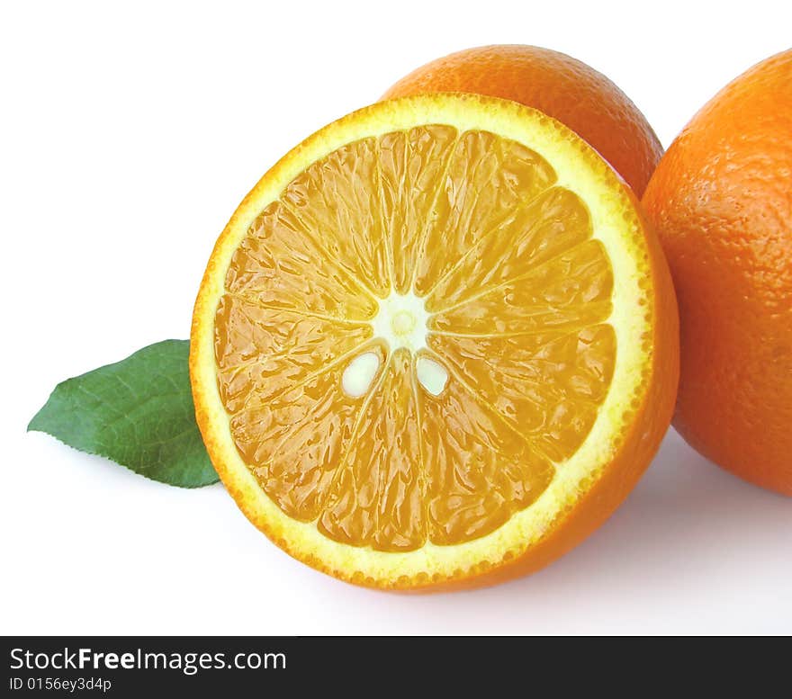 Juicy orange isolated on white