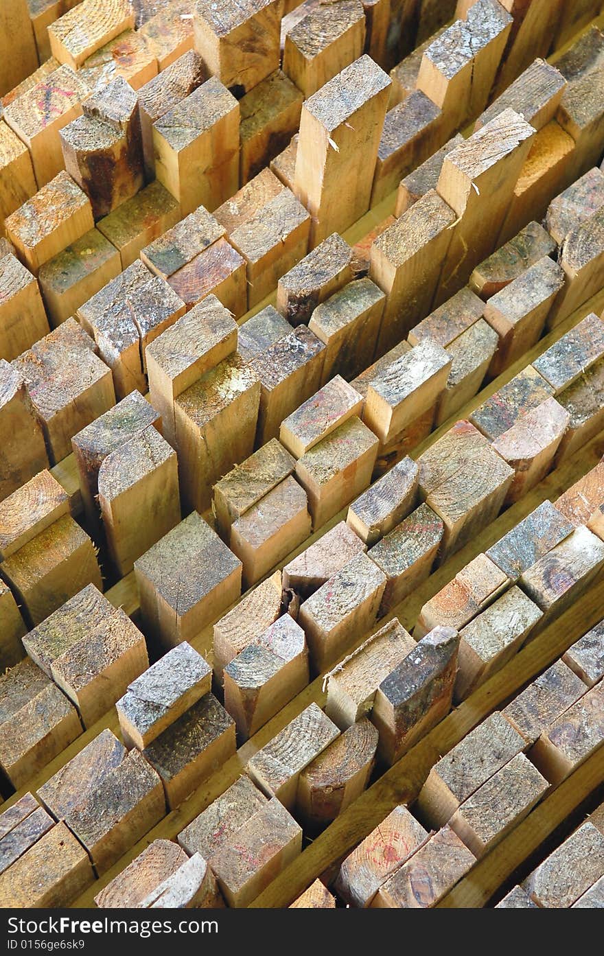 Pile of wood on the construction site