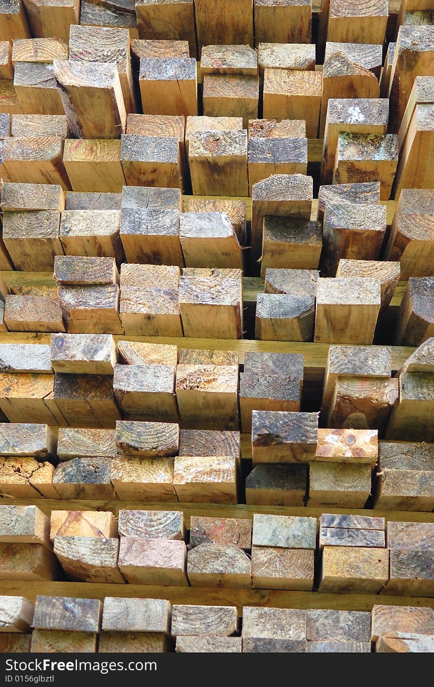 Pile of wood on the construction site