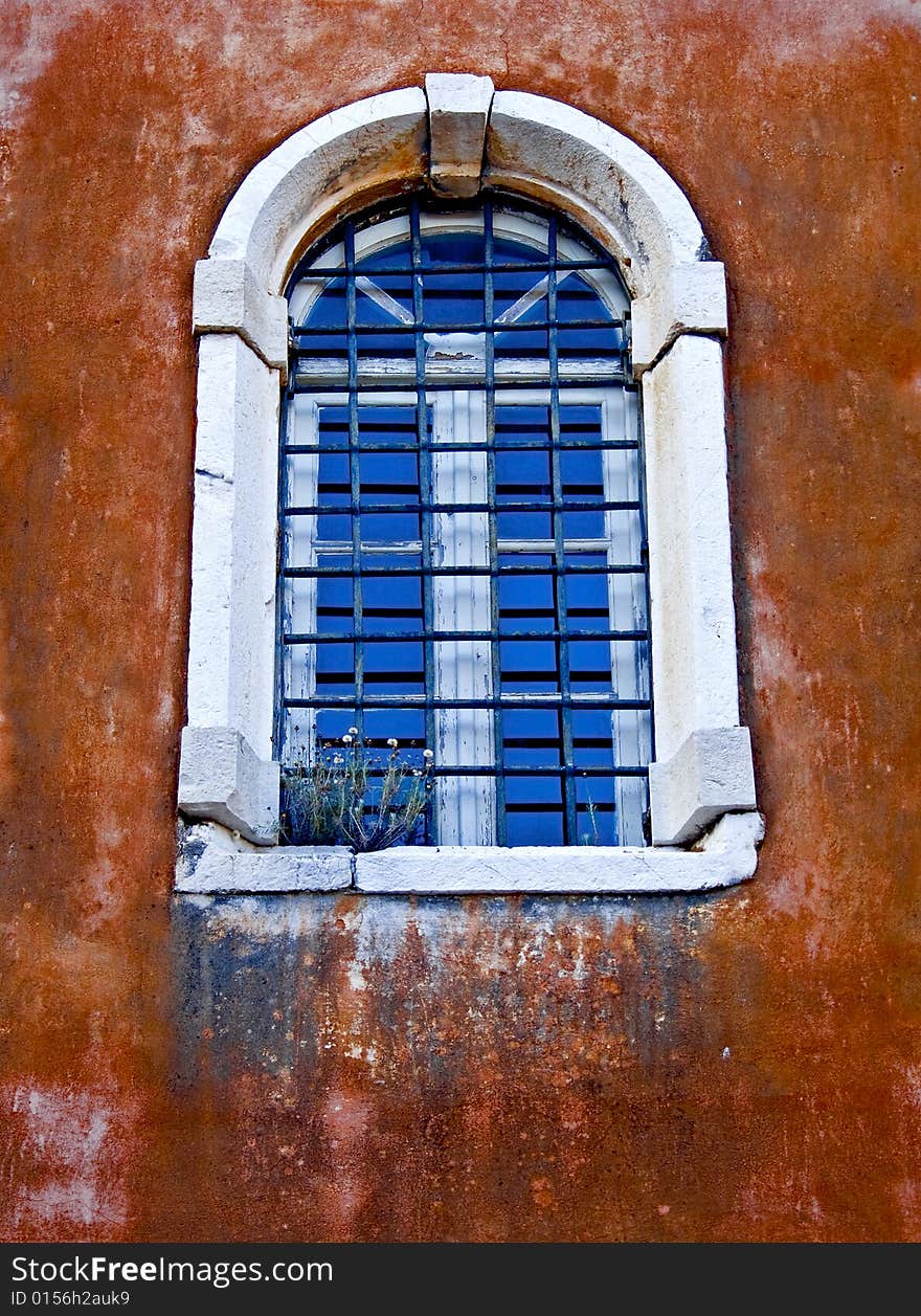 Old window from a traditional house at Corfu island in Greece. Old window from a traditional house at Corfu island in Greece