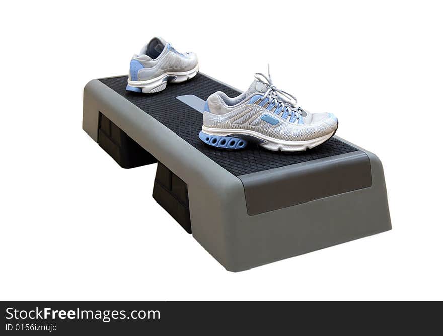 Sports footwear and platform for employment by aerobics and fitness