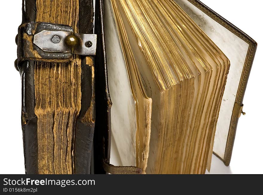 Antique book with buckle photograhed from above