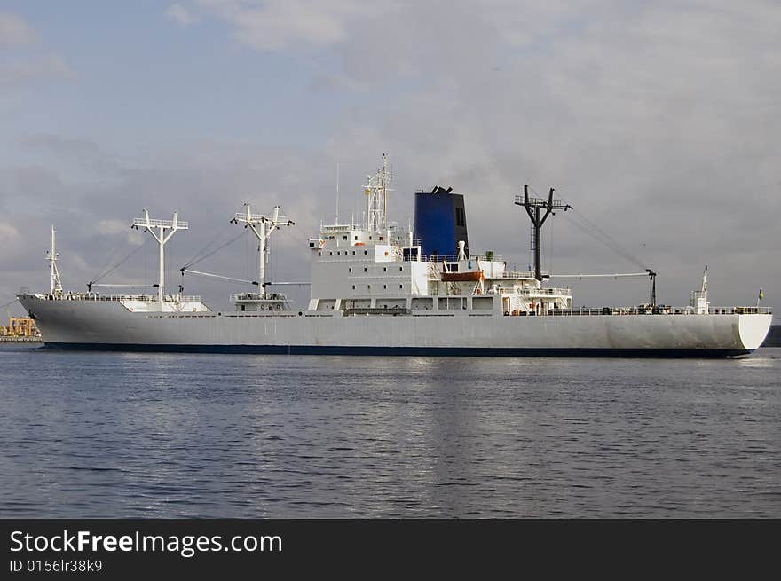 Ship On The River Near Docks