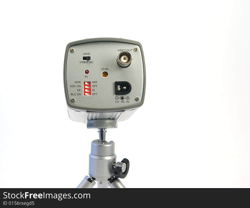 CCD video camera back isolated on white background. CCD video camera back isolated on white background