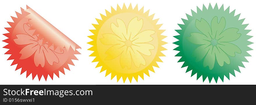 Vector set of color stickers with flowers