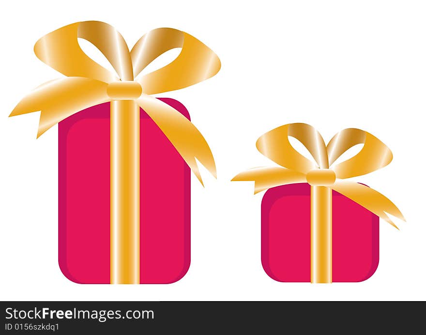 Vector illustration of two giftbox with golden bow