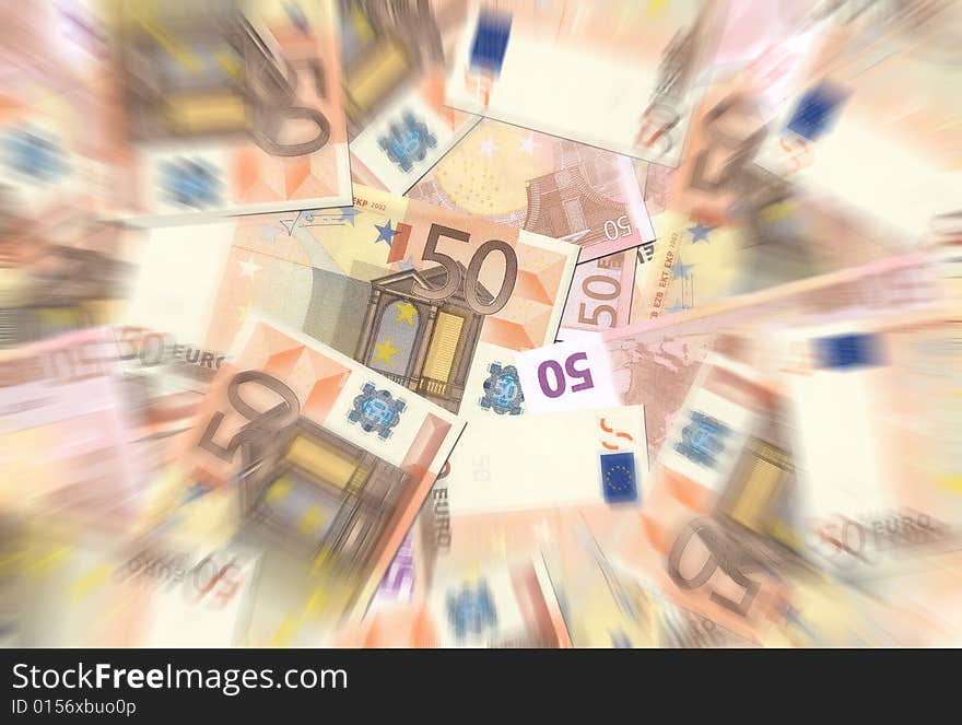 50 Euro Notes Texture Radial Blur