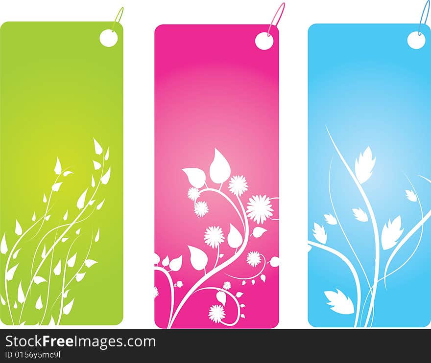 Set of badges with floral