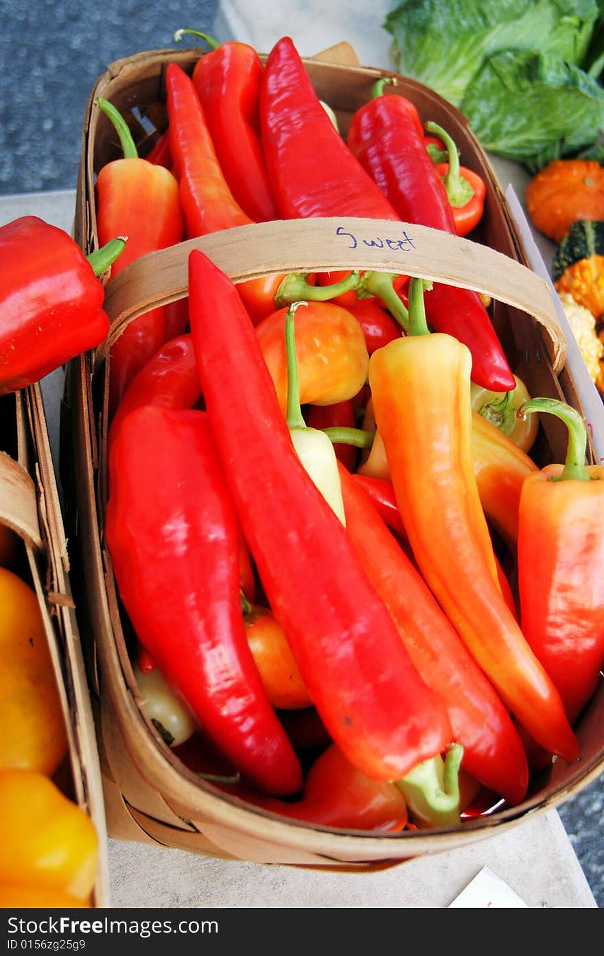 Red peppers at the farmers market