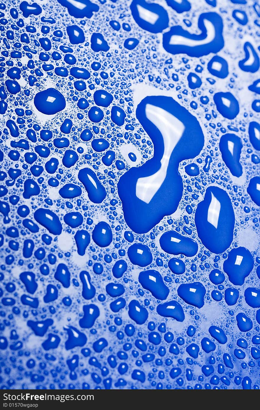 Some water drops on blue background