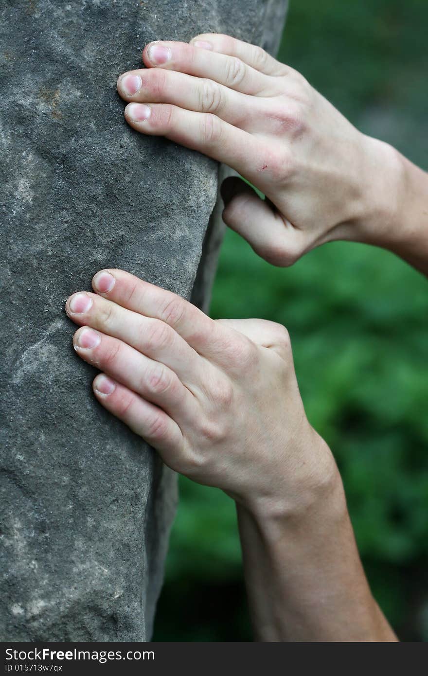 Climber´hands on the rock. Climber´hands on the rock