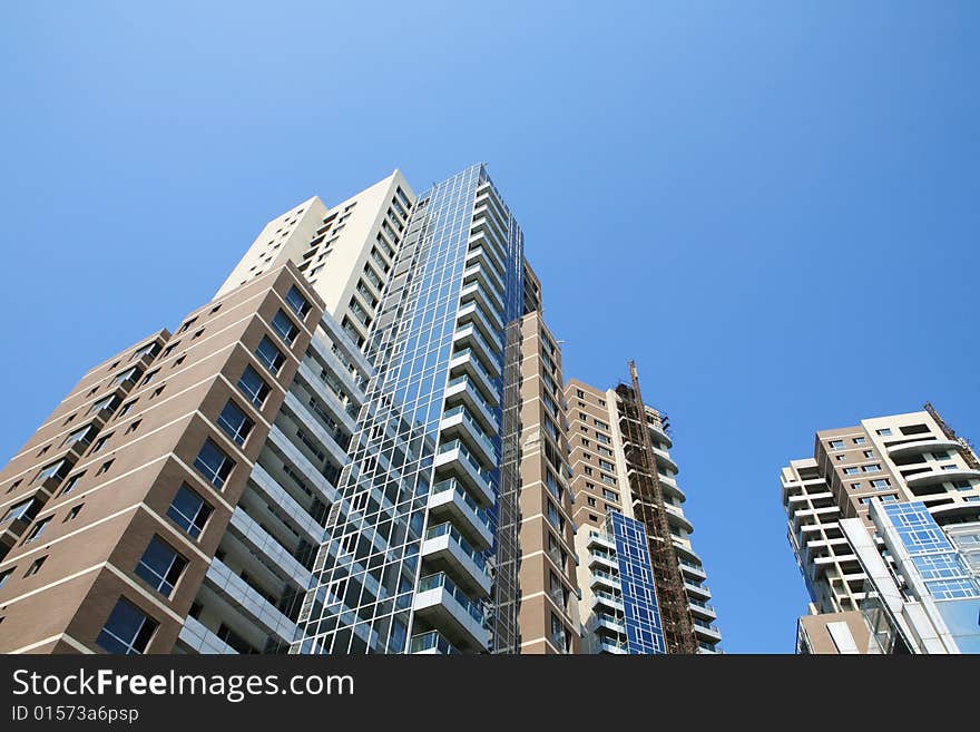 Modern skyscrapers at wide angle