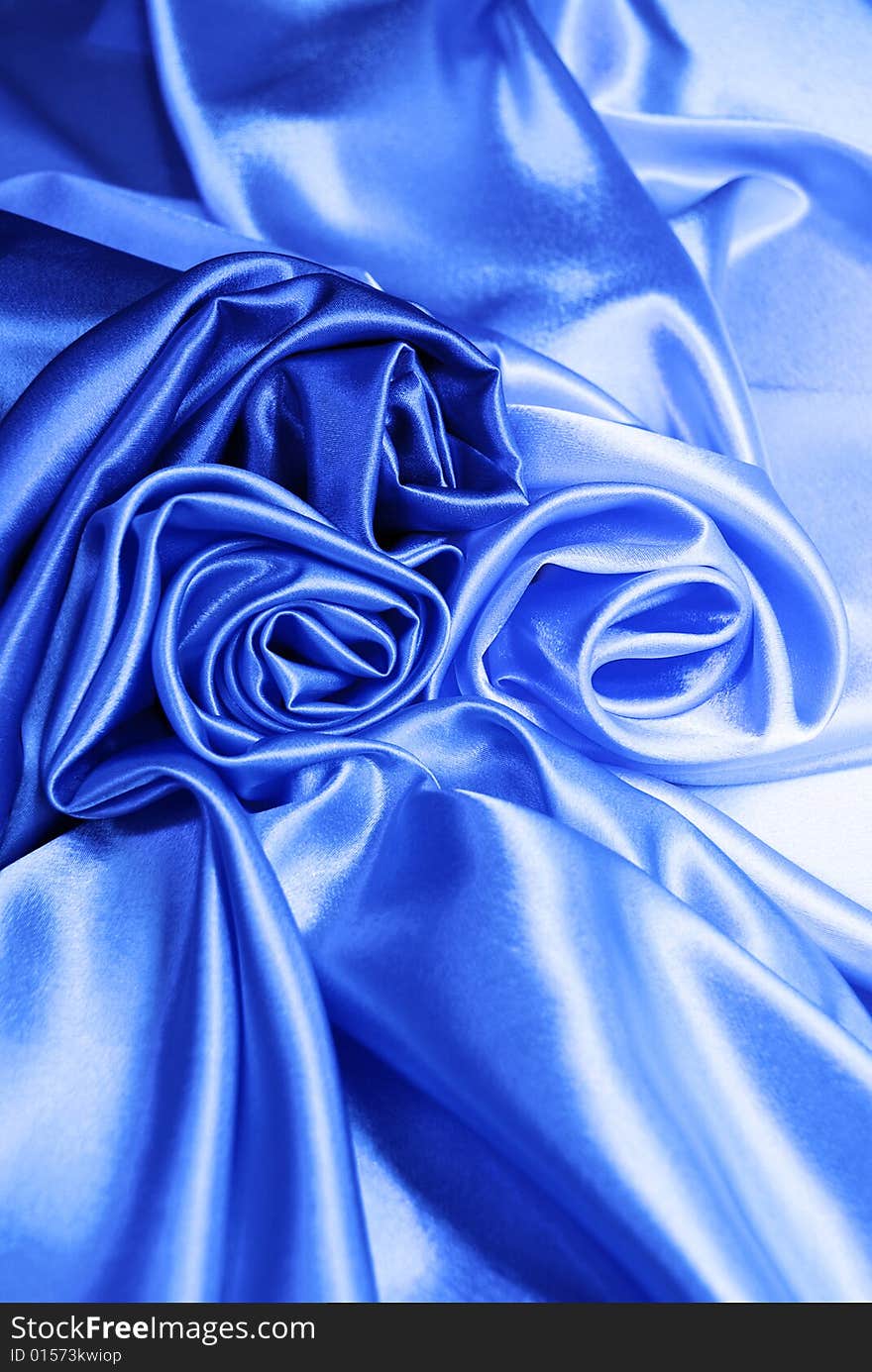 Blue satin with a folds