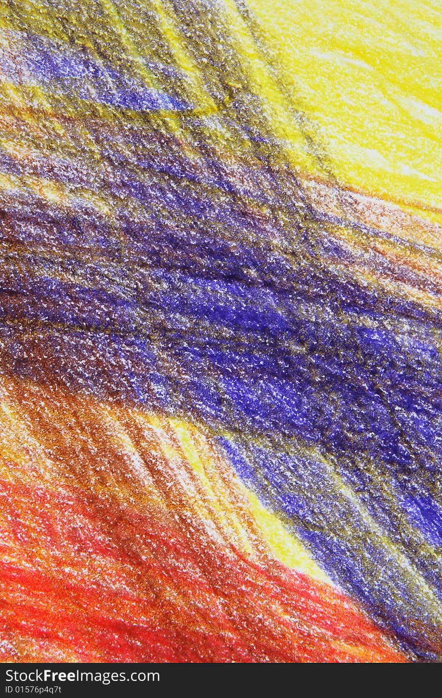 Abstract multi-coloured crayon drawing