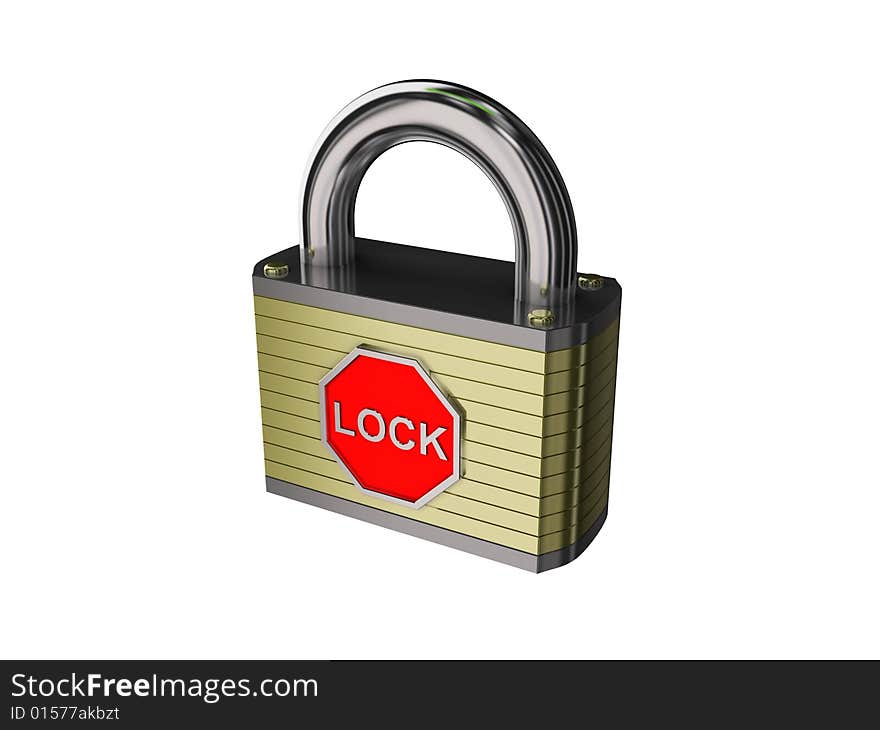 Concept stop lock isolated over white