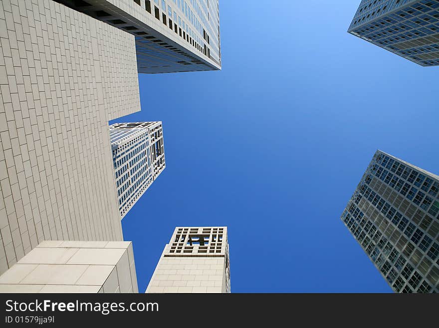 Modern skyscrapers at wide angle