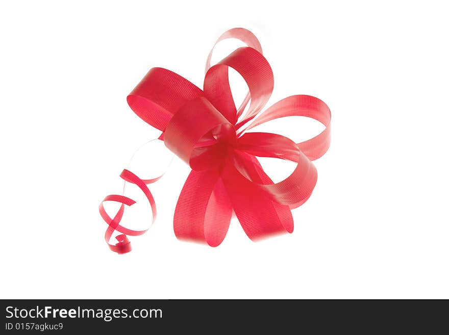 Red bow on a white background