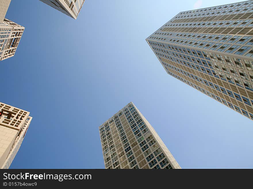 Modern skyscrapers at wide angle