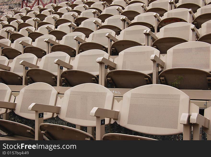 Numbered seats in the open air theater in Verona (Italy).