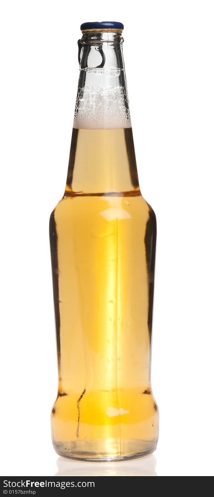 Beer bottle with a cap on top, isolated. Beer bottle with a cap on top, isolated