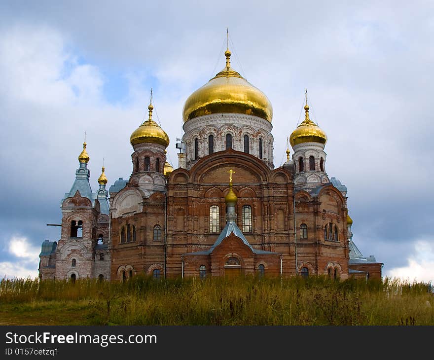 Orthodox temple with gold domes