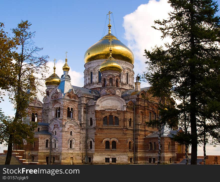 Orthodox temple with gold domes