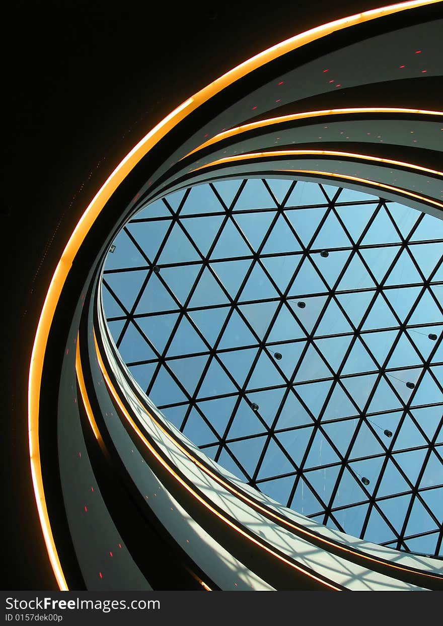 Glass roof of a modern shopping mall