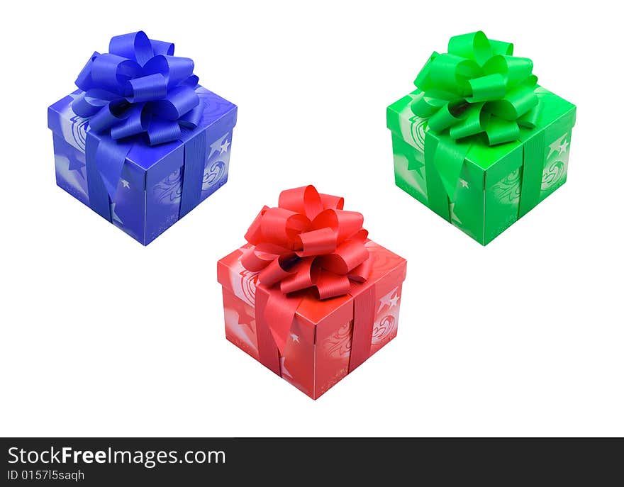 A group of three presents with ribbons