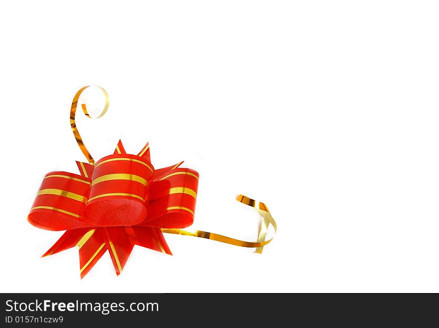 Red ribbon over white background