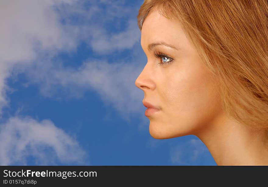 Beautiful image of a Woman with Blue Sky. Beautiful image of a Woman with Blue Sky